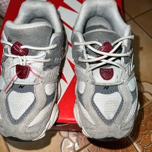 Kids Gray and Red Sneakers